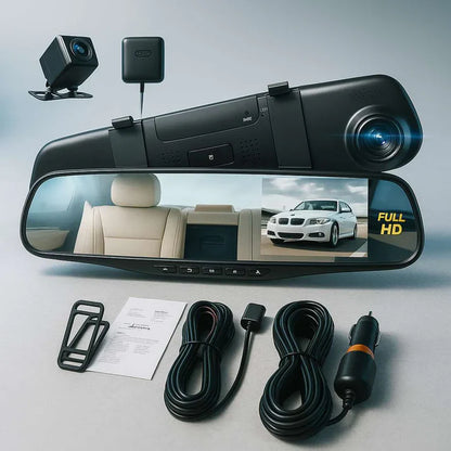 Espejo Retrovisor Dash Cam Full HD Dual |1080p + ENVÍO GRATIS