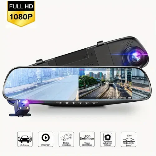 Espejo Retrovisor Dash Cam Full HD Dual |1080p + ENVÍO GRATIS